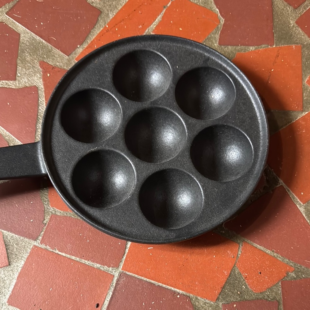 Black Cast Iron Aebleskiver Pan